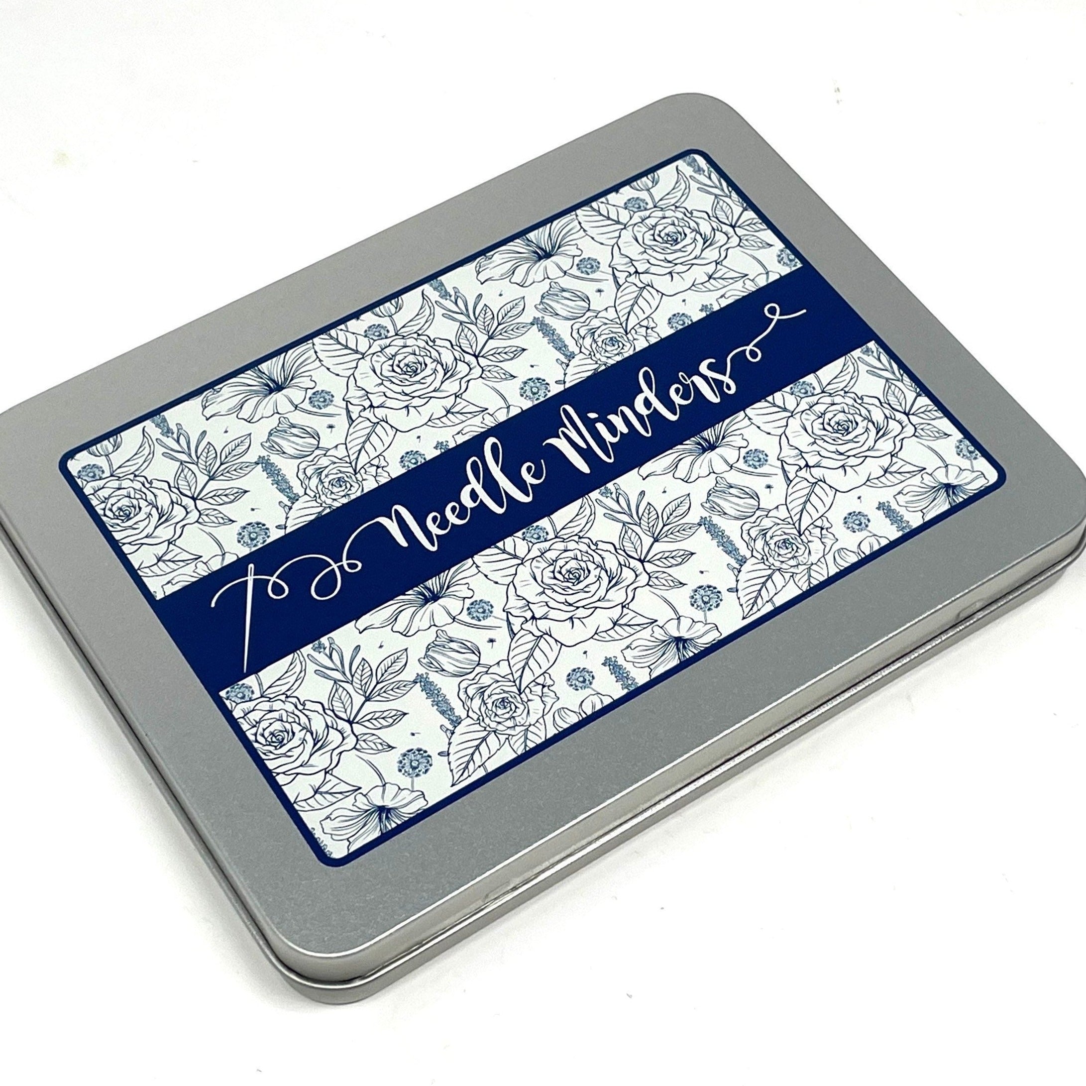 Needle Minder storage tin blue floral design Pip and Chip