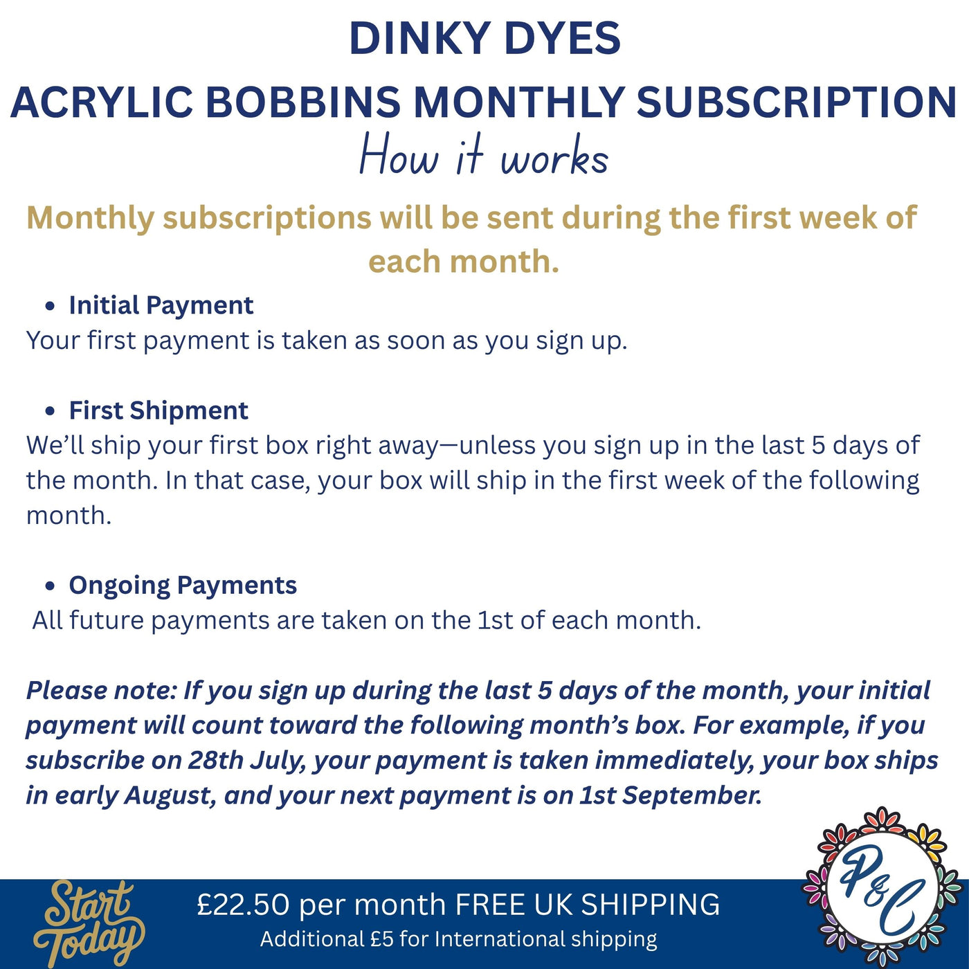 Dinky Dyes Acrylic Bobbin Club (8 months)