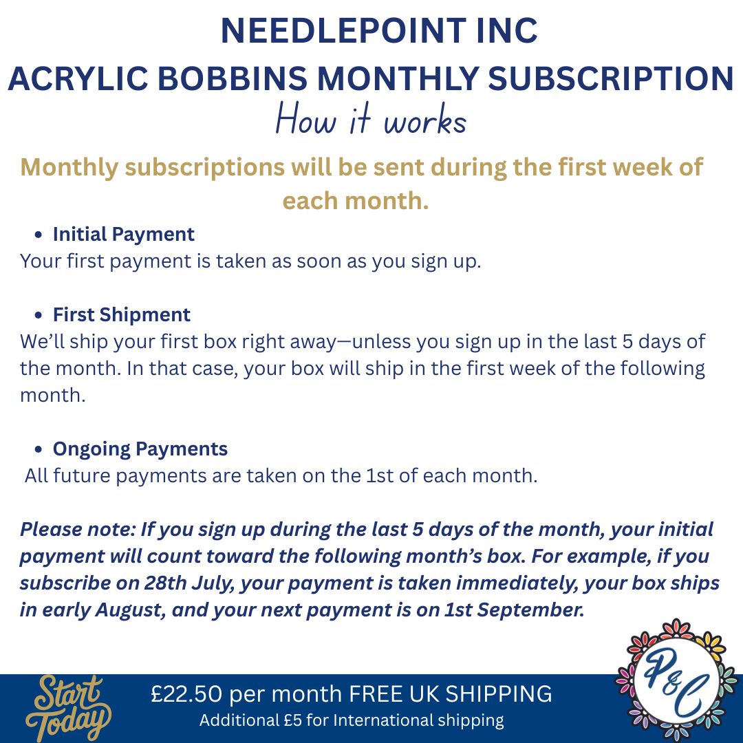 Needlepoint Inc Acrylic Bobbin Club (12 months)