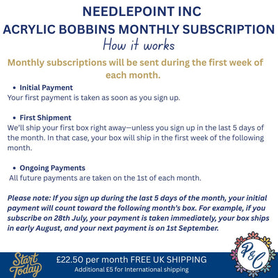 Needlepoint Inc Acrylic Bobbin Club (12 months)