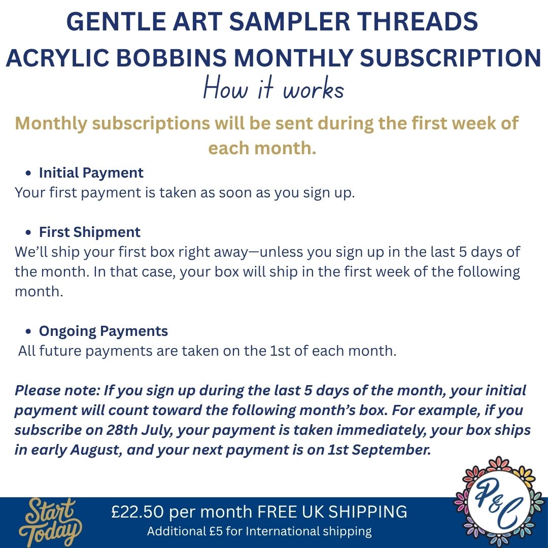 Gentle Art Sampler Acrylic Bobbin Club (6 months)
