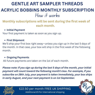 Gentle Art Sampler Acrylic Bobbin Club (6 months)