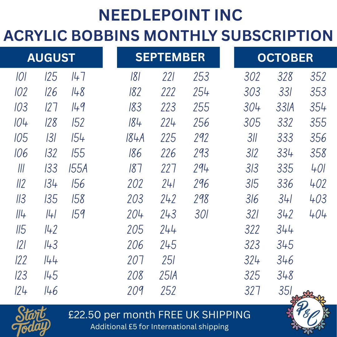 Needlepoint Inc Acrylic Bobbin Club (12 months)