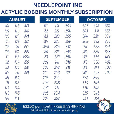 Needlepoint Inc Acrylic Bobbin Club (12 months)