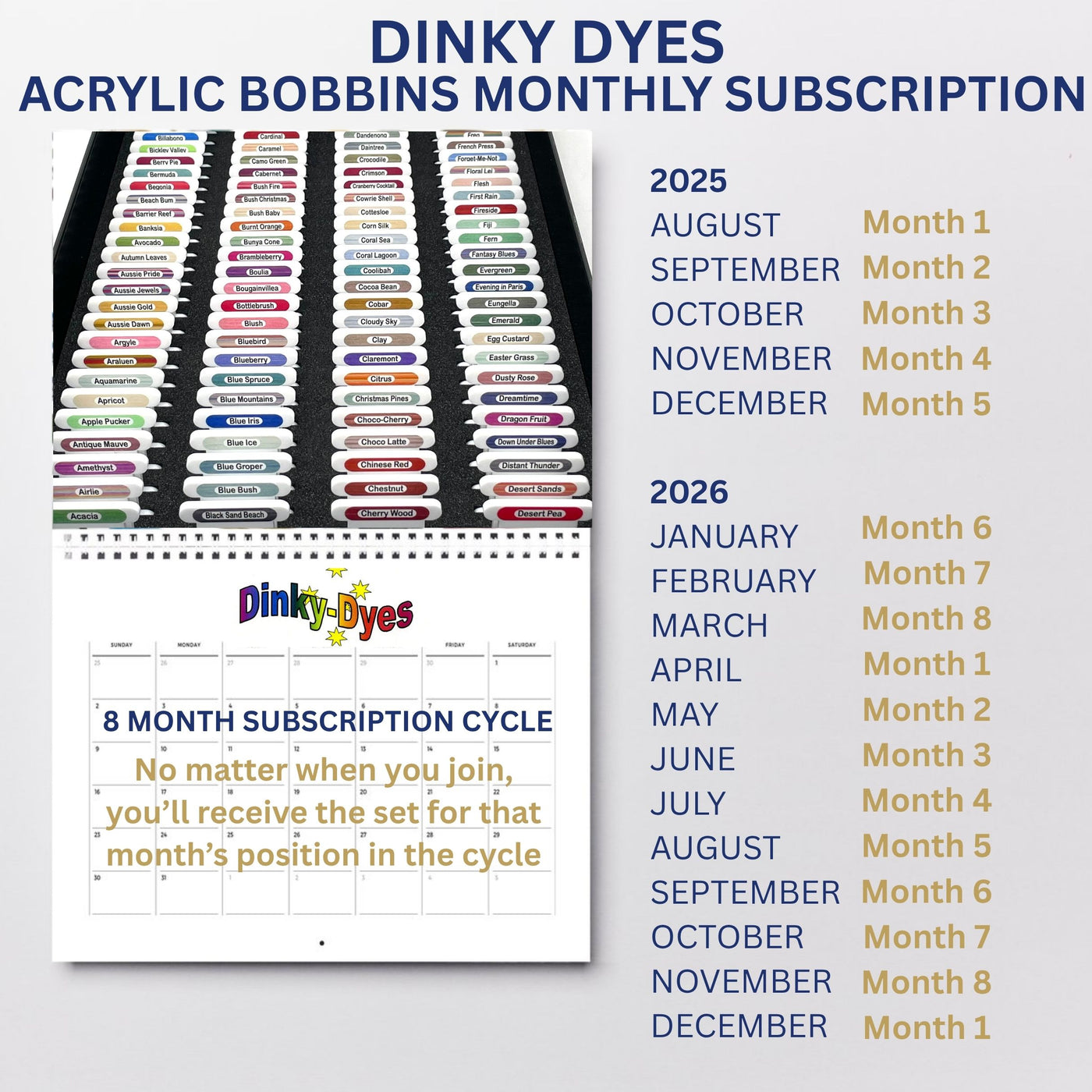 Dinky Dyes Acrylic Bobbin Club (8 months)