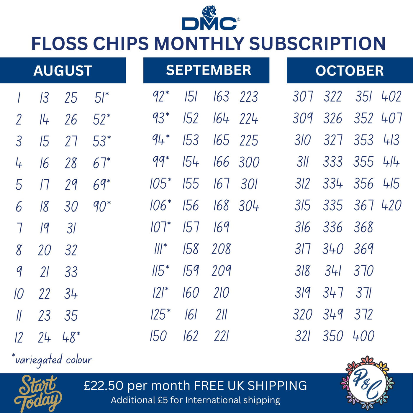 DMC Acrylic Floss Chip Club (12 months)