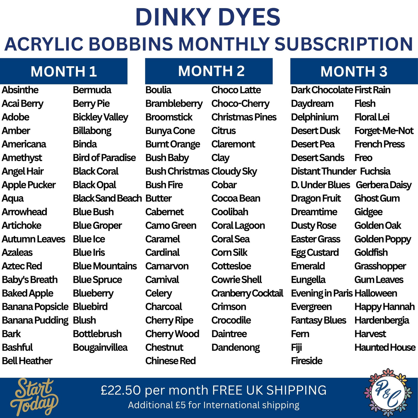 Dinky Dyes Acrylic Bobbin Club (8 months)