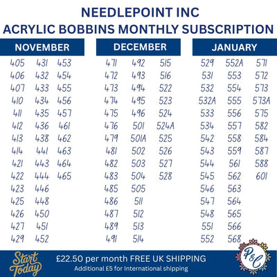 Needlepoint Inc Acrylic Bobbin Club (12 months)
