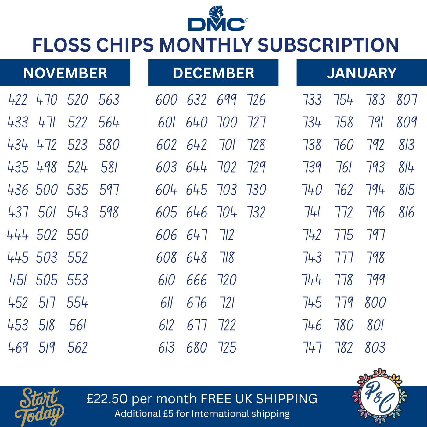 DMC Acrylic Floss Chip Club (12 months)