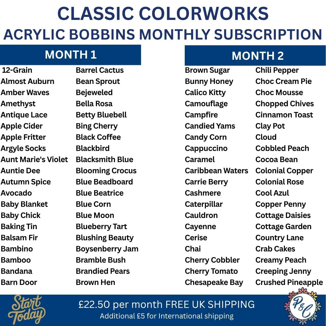 Classic Colorworks Acrylic Bobbin Club (7 months)