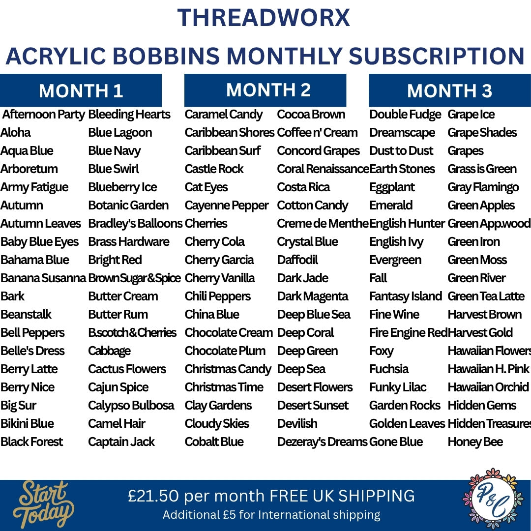 Threadworx Acrylic Bobbin Club (8 months)