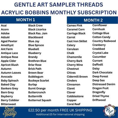 Gentle Art Sampler Acrylic Bobbin Club (6 months)