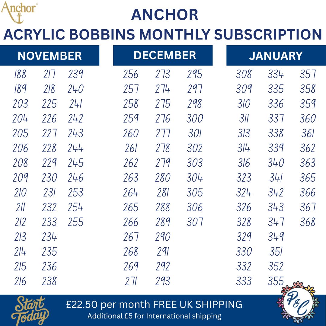 Anchor Acrylic Bobbin Club (11 months)