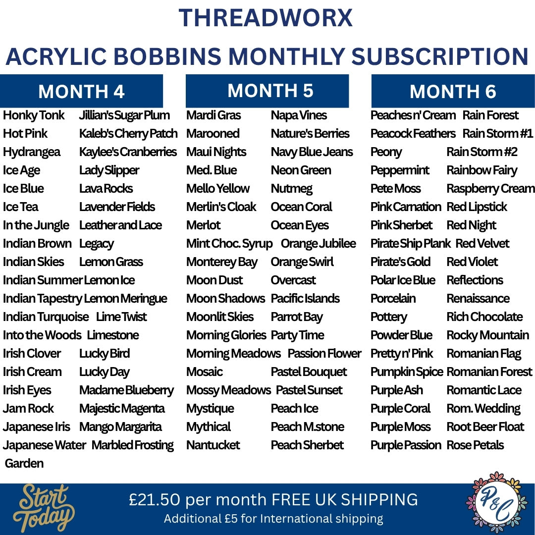 Threadworx Acrylic Bobbin Club (8 months)
