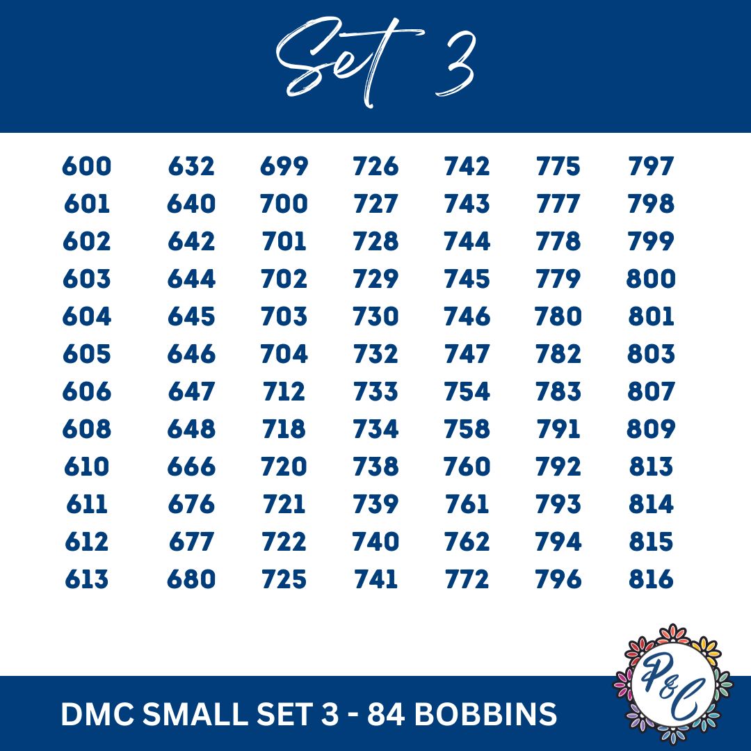 DMC Clear 3mm Acrylic Bobbins | 6 small sets | 84 bobbins per set