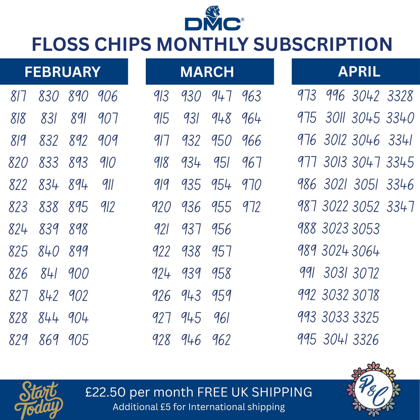 DMC Acrylic Floss Chip Club (12 months)