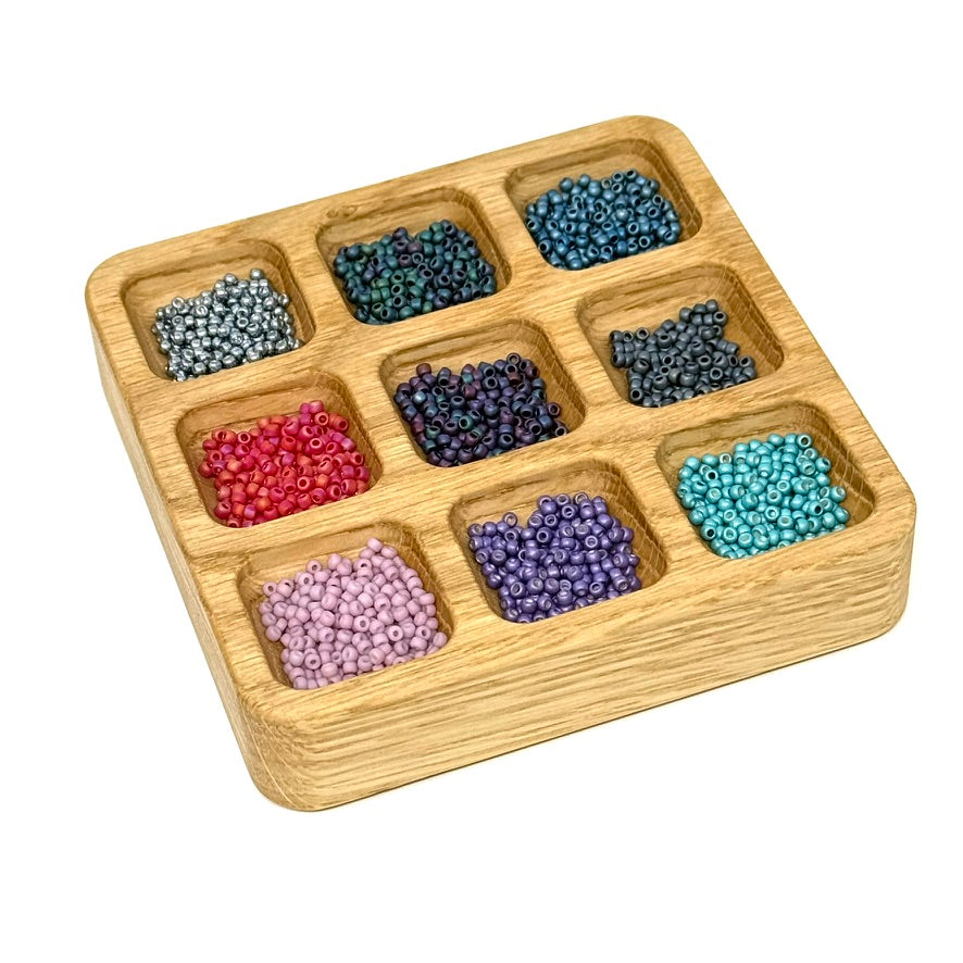 Small Magnetic Solid Wood Modular Tray | Bead Tray with 9 compartments