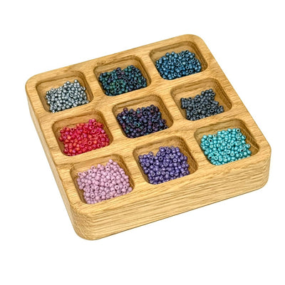 Small Magnetic Solid Wood Modular Tray | Bead Tray with 9 compartments