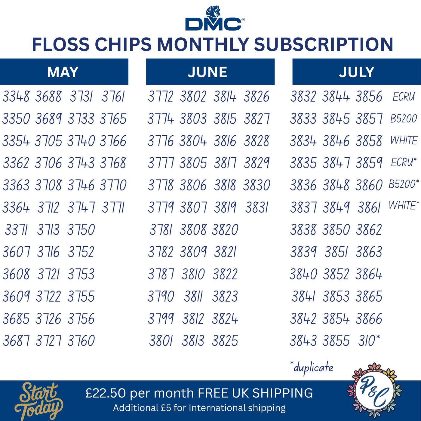 DMC Acrylic Floss Chip Club (12 months)