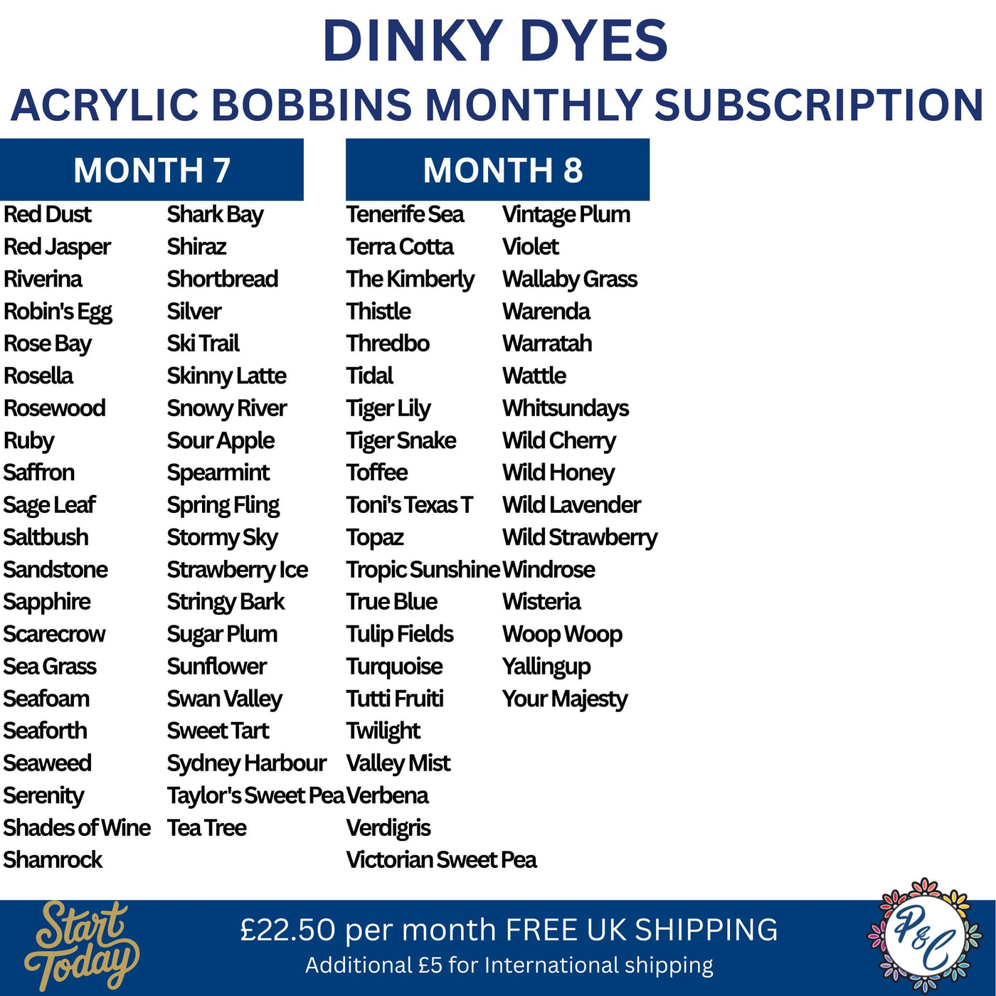 Dinky Dyes Acrylic Bobbin Club (8 months)