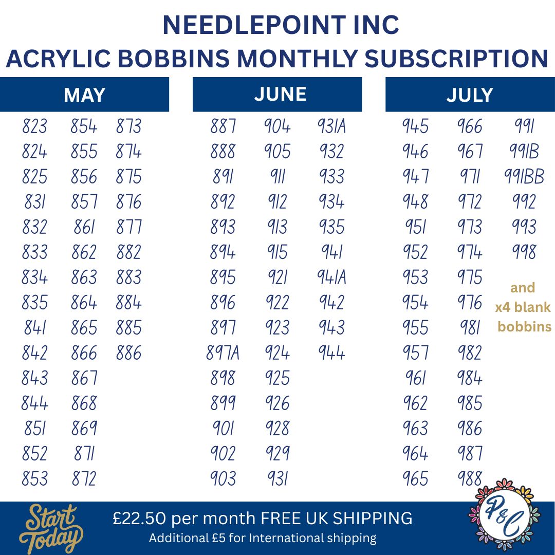 Needlepoint Inc Acrylic Bobbin Club (12 months)