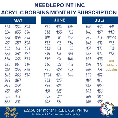 Needlepoint Inc Acrylic Bobbin Club (12 months)