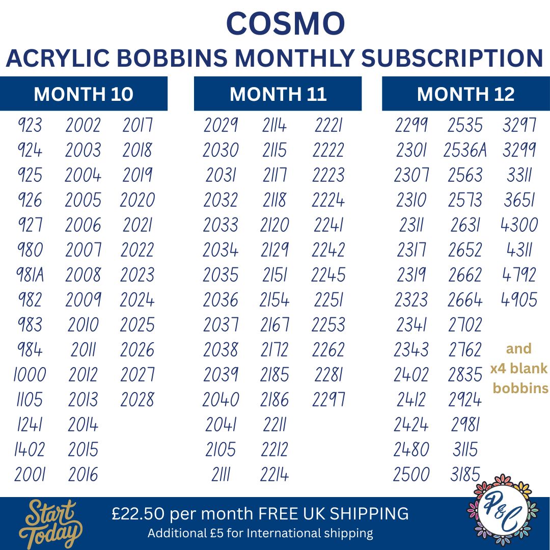 Cosmo Acrylic Bobbin Club (12 months)