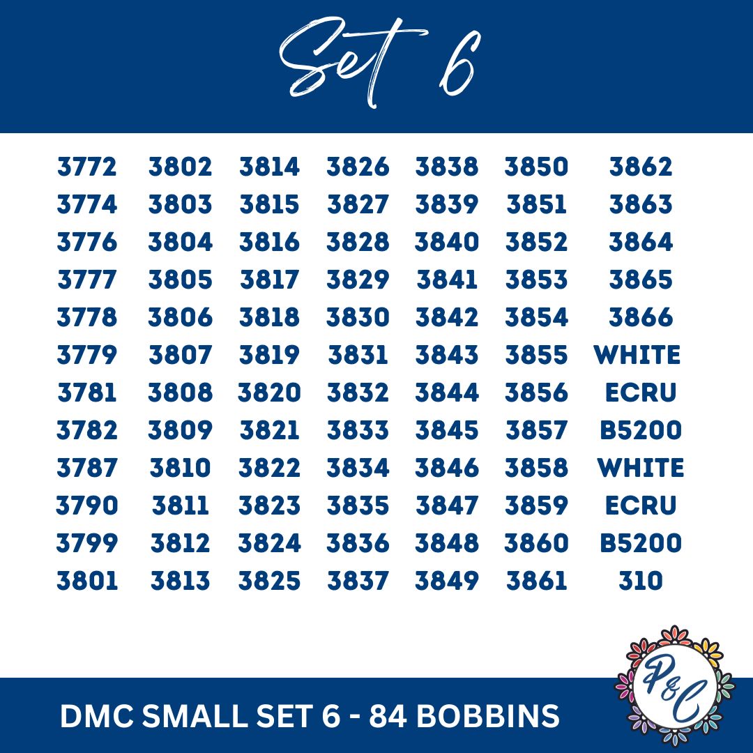 DMC Clear 3mm Acrylic Bobbins | 6 small sets | 84 bobbins per set