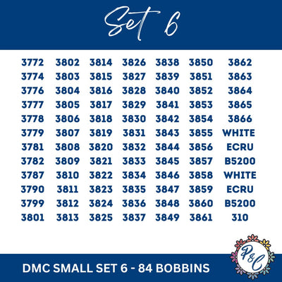 DMC Clear 3mm Acrylic Bobbins | 6 small sets | 84 bobbins per set