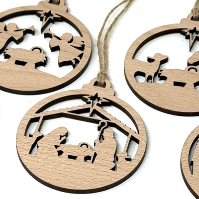 Nativity themed Christmas Tree decorations (set of 5)