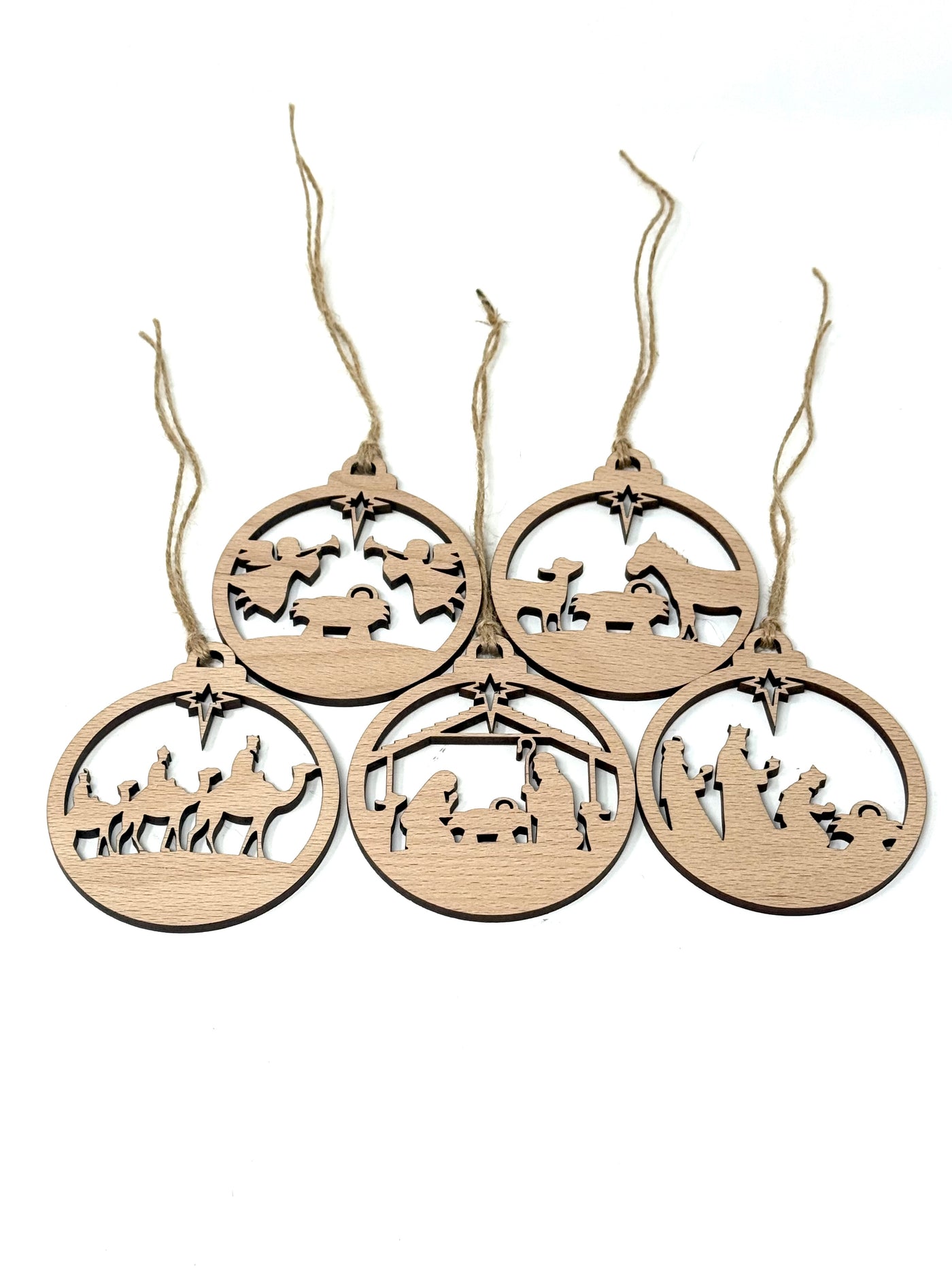 Nativity themed Christmas Tree decorations (set of 5)