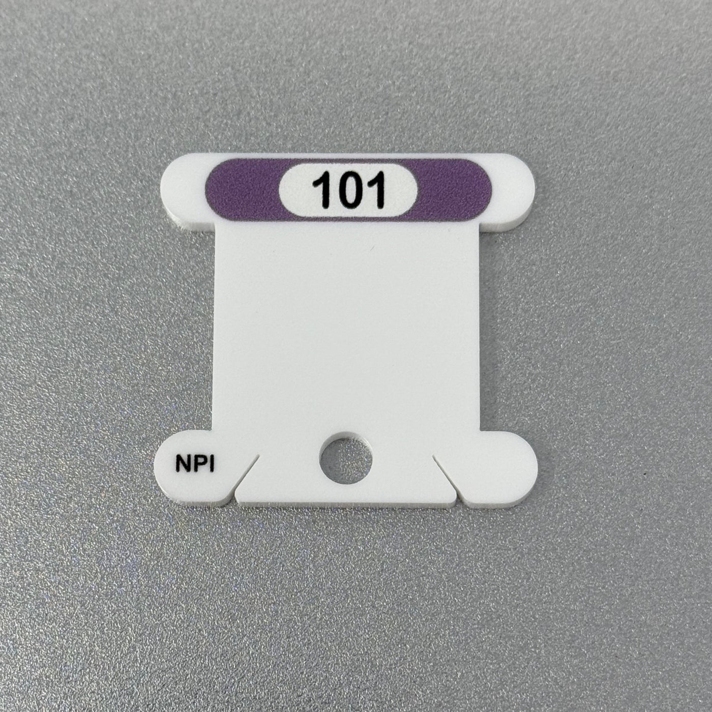 NPI - 3mm acrylic bobbins for Needlepoint Inc. Silks  | Printed number and colour swatch | x476 bobbins