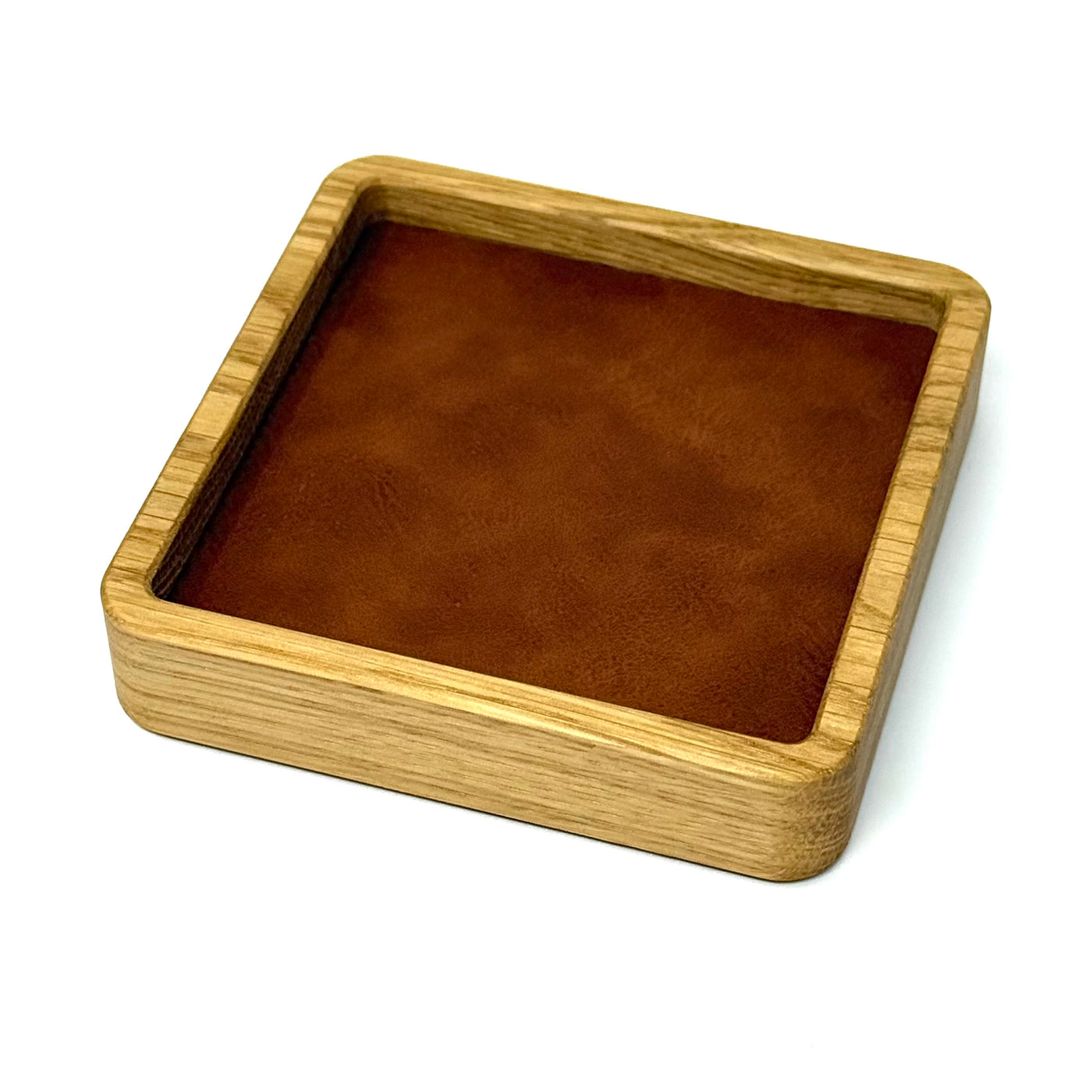 Small Magnetic Solid Wood Modular Tray | Tray with vegan leather insert