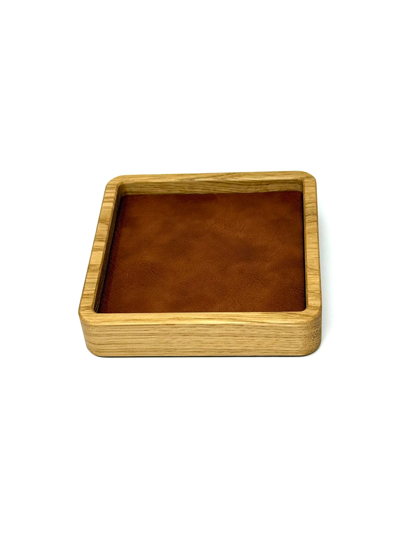 Small Magnetic Solid Wood Modular Tray | Tray with vegan leather insert