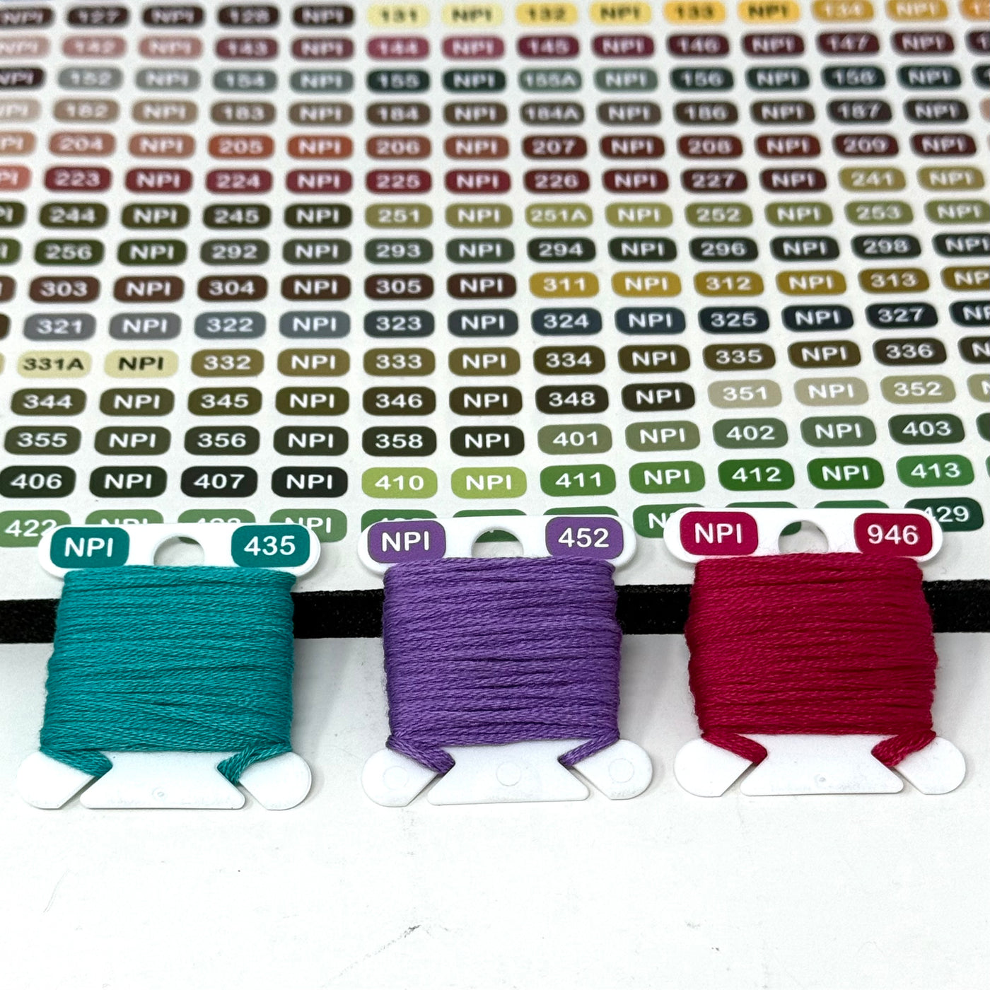 Mini colour vinyl labels for NPI (Needlepoint Inc.Silks) x476 colours