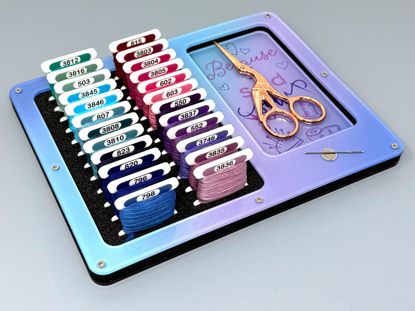 Working Tray with "Because I Said Sew" for Cross Stitch and Embroidery (holds x24 acrylic bobbins) by Pip and Chip