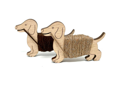 Dachshund tin with 20x premium wooden bobbins for cross stitch and embroidery projects