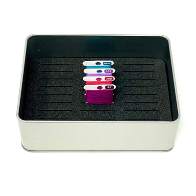 BOO Halloween WIP bobbin storage tin with foam insert to hold 30 bobbins for cross stitch / embroidery projects