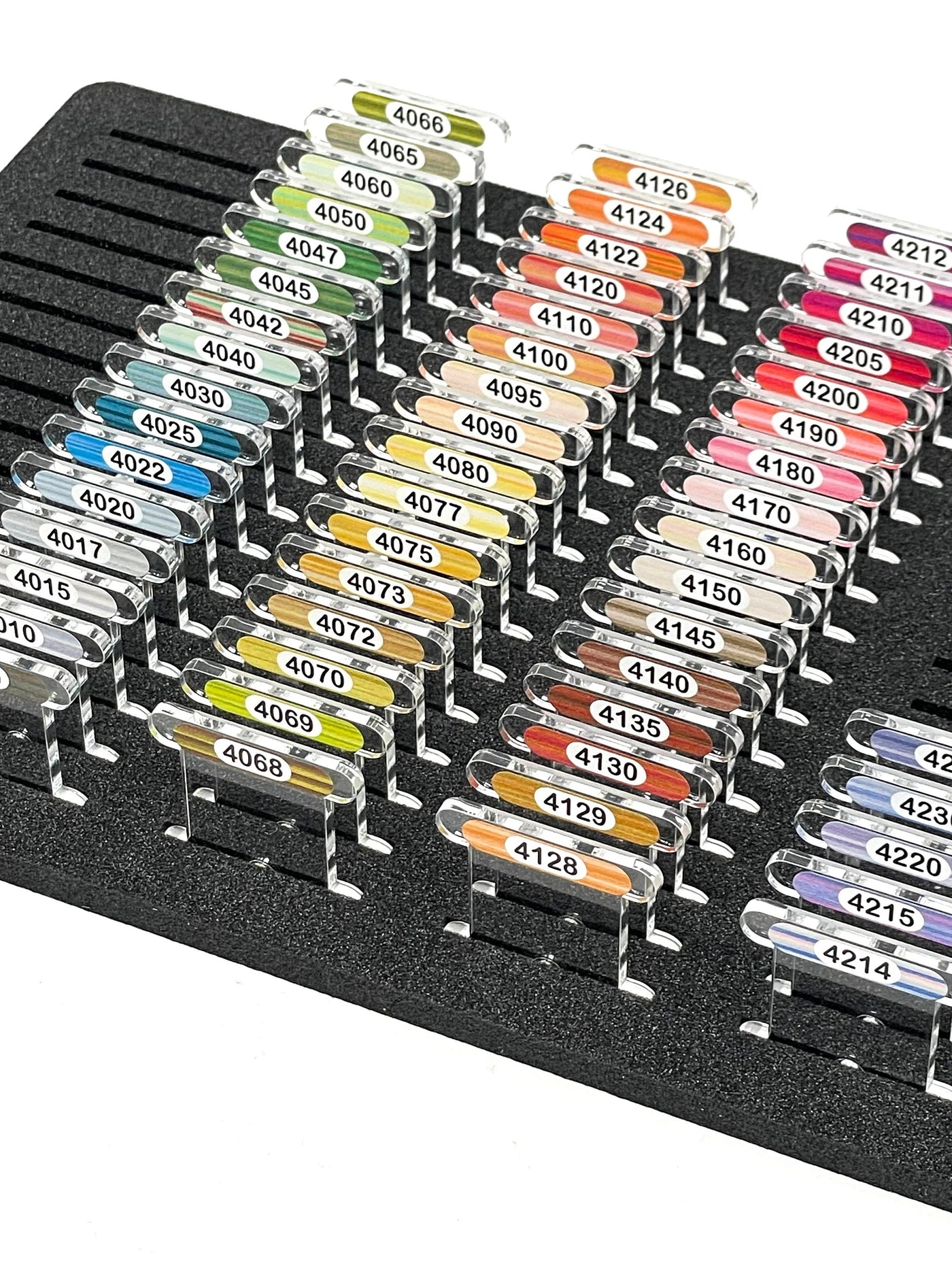 CLEAR 3mm acrylic bobbins for DMC Colour Variations & Coloris with printed number and colours (x84 bobbins)