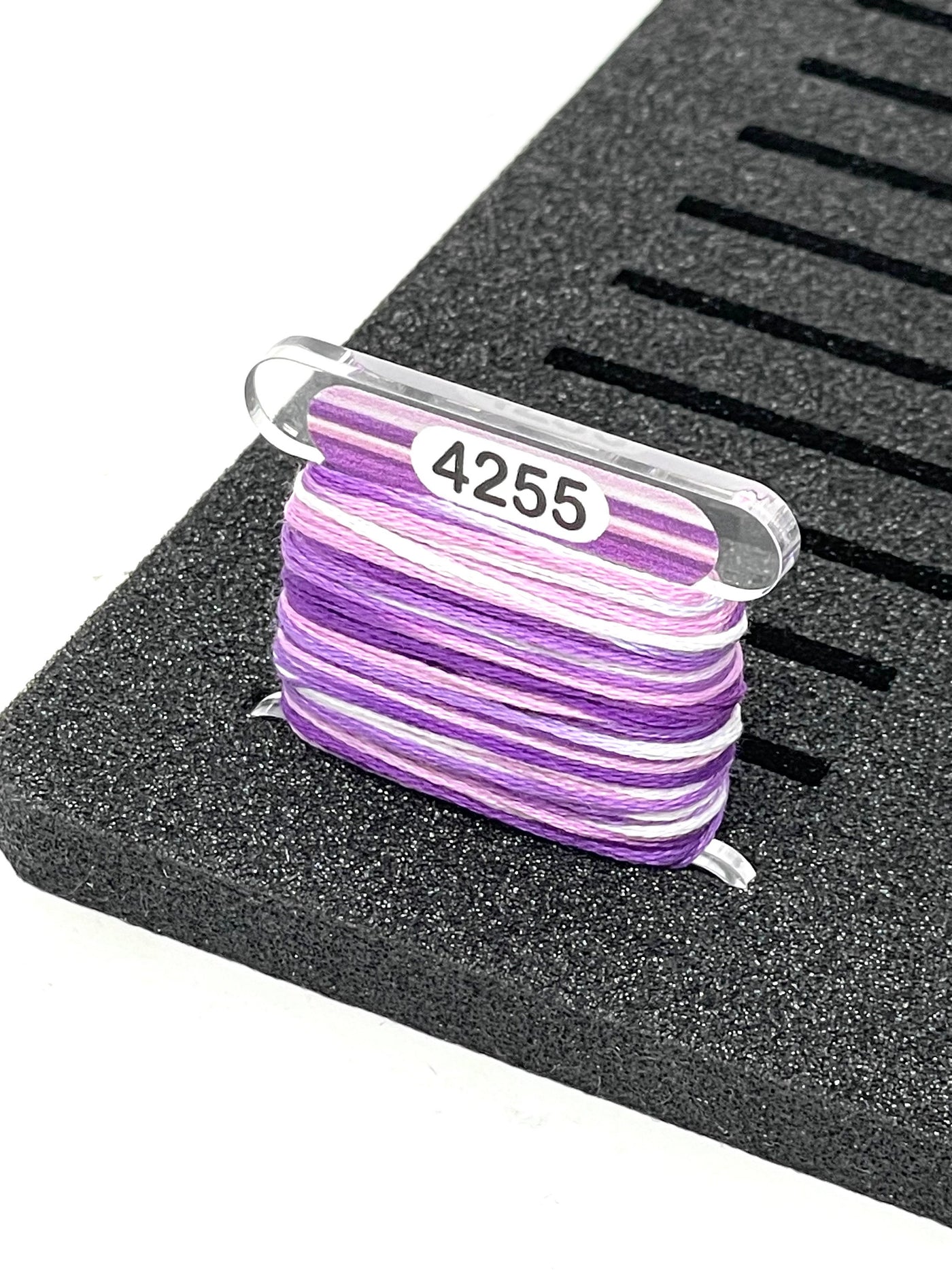 CLEAR 3mm acrylic bobbins for DMC Colour Variations & Coloris with printed number and colours (x84 bobbins)