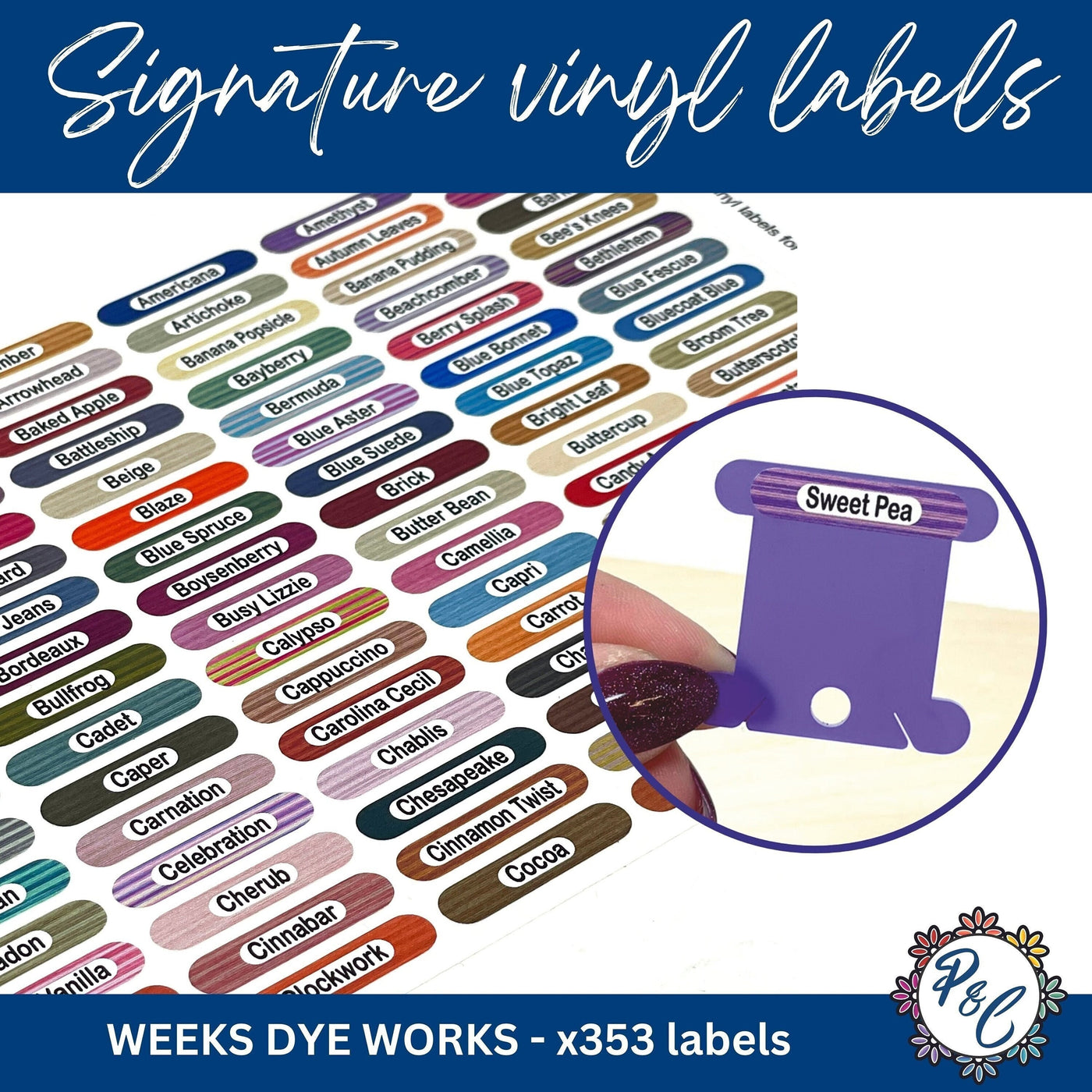 Weeks Dye Works - signature vinyl labels for WDW current range (x353)