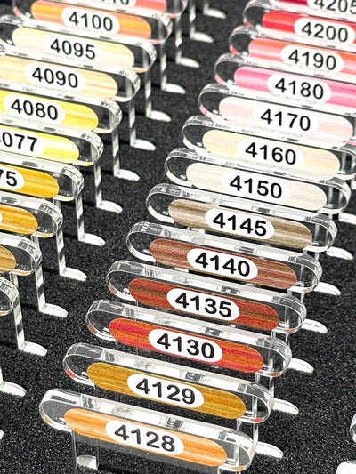 CLEAR 3mm acrylic bobbins for DMC Colour Variations & Coloris with printed number and colours (x84 bobbins)