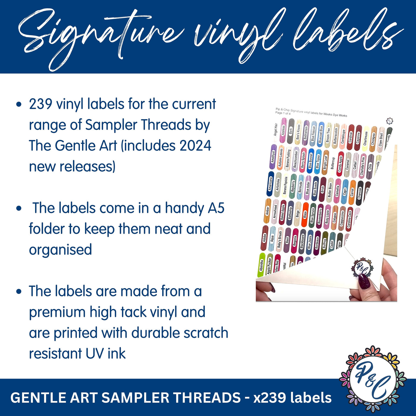 Gentle Arts - Signature vinyl labels x239 | Includes 2024 new colours