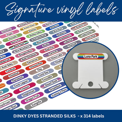 Dinky Dyes - Signature vinyl labels for Dinky Dyes stranded silks (x314 labels)