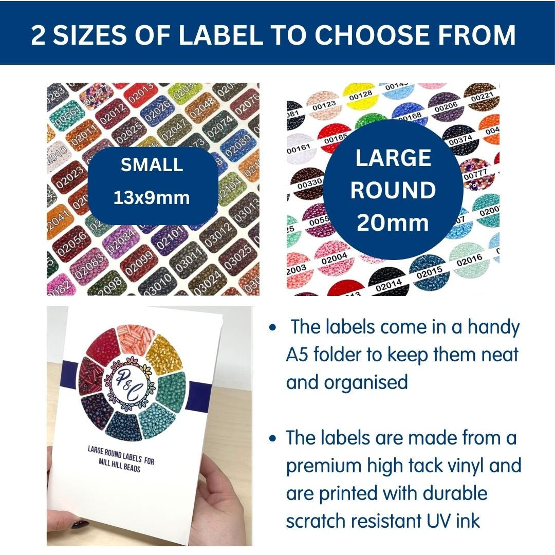 Vinyl labels for Mill Hill Beads (x409 labels) - 2 sizes available (labels only - beads and containers not included)