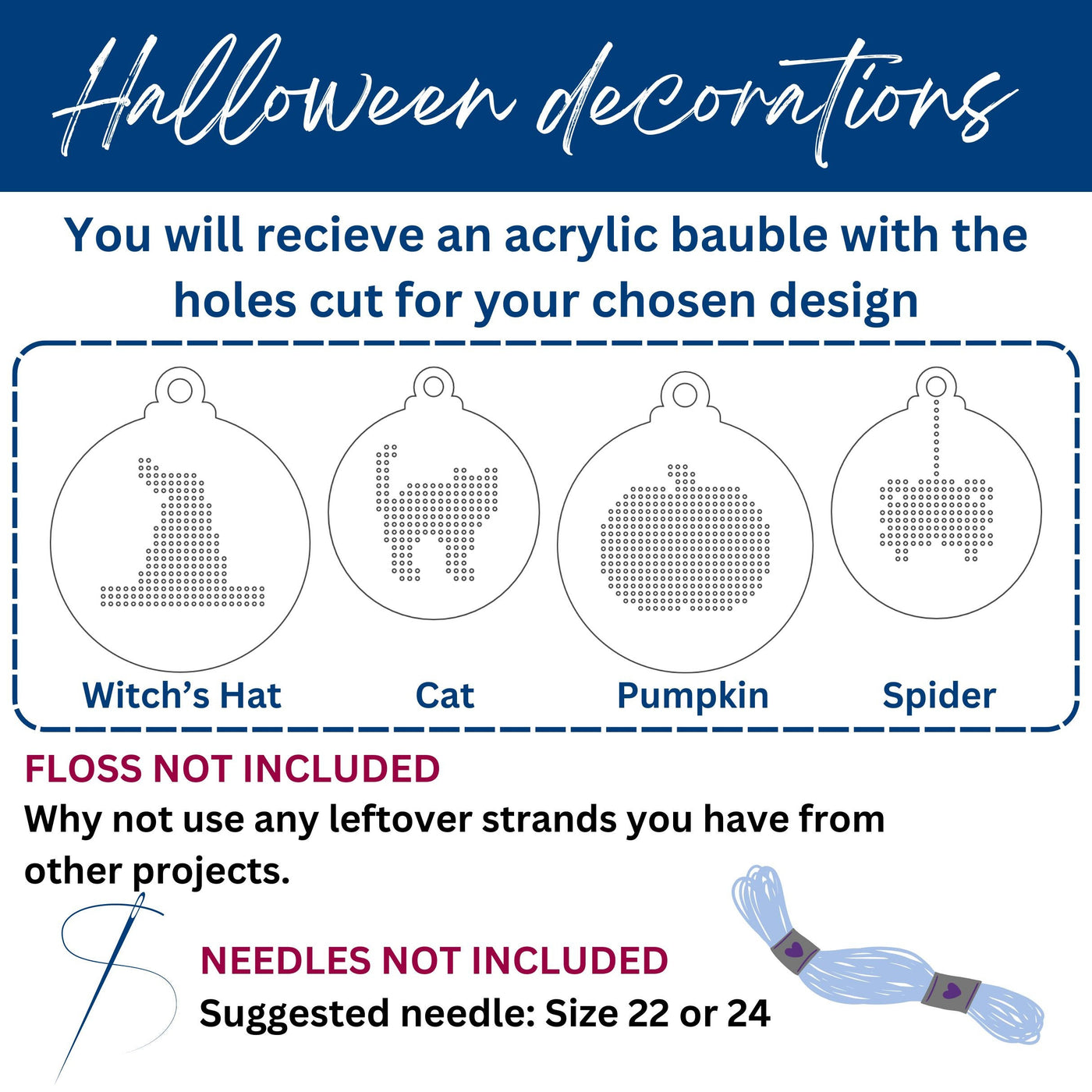 Halloween stitch your own decoration (acrylic blank only, floss not included)