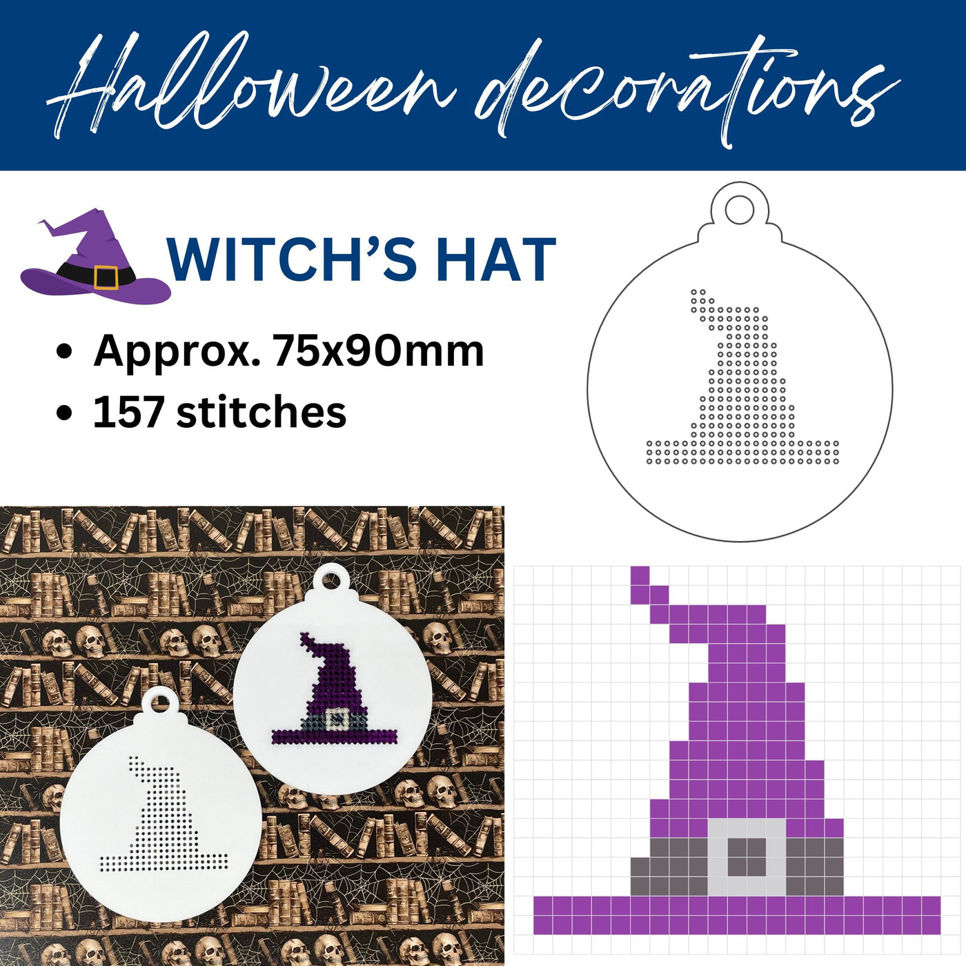 Halloween stitch your own decoration (acrylic blank only, floss not included)