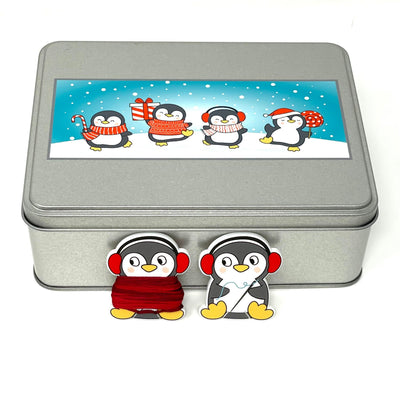 Penguin Gift set - Tin with x30 acrylic Penguin bobbins