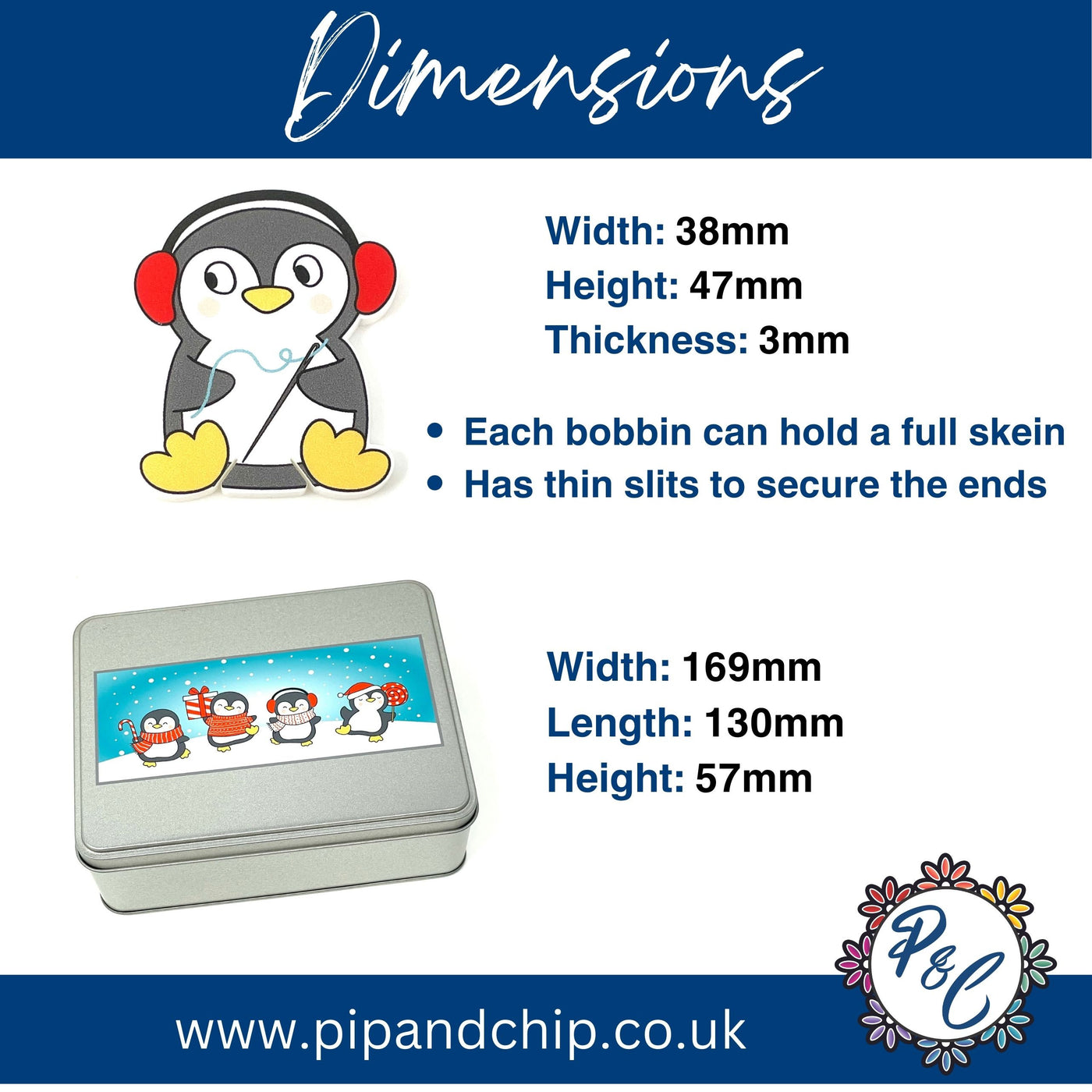 Penguin Gift set - Tin with x30 acrylic Penguin bobbins