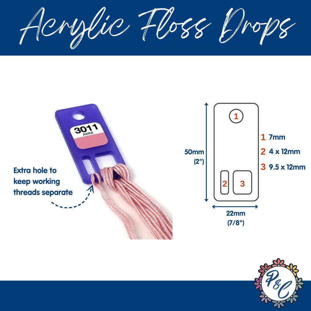 Purple Frost Acrylic Floss Drops (sets of 20, 100 or 200) with optional vinyl labels